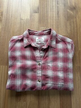 Fjallraven Pink and Grey Plaid Button-Down Shirt